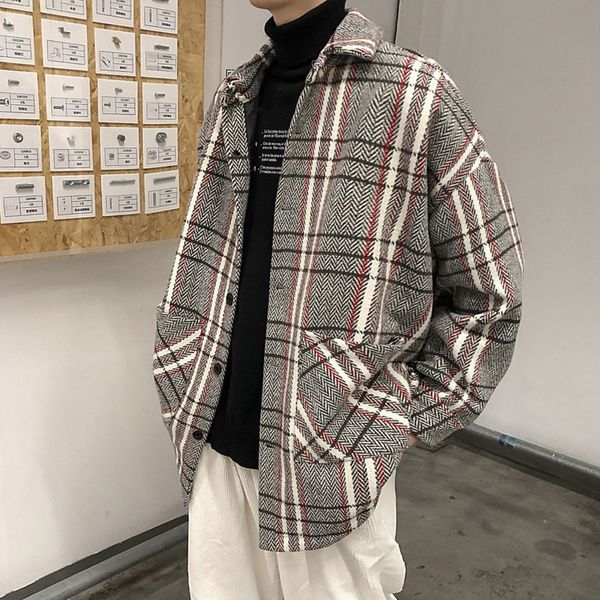 men's wool & blends autumn plaid woolen coat fashion retro casual jacket men streetwear wild loose long m-5xl, Black
men's wool & blends autumn plaid woolen coat fashion retro casual jacket men streetwear wild loose long m-5xl, Black