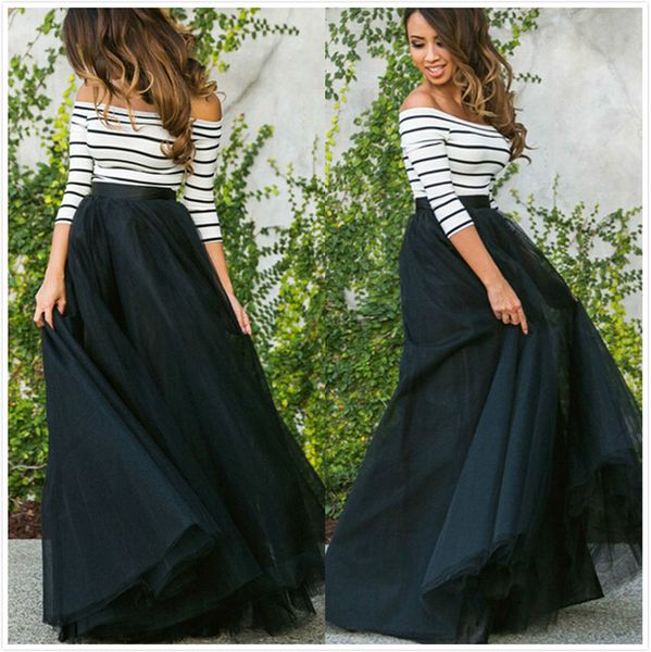 new womens multi layer tulle pleated long skirt high waist maxi skirt striped long-sleeve 2pcs set clothes, Gray
new womens multi layer tulle pleated long skirt high waist maxi skirt striped long-sleeve 2pcs set clothes, Gray
