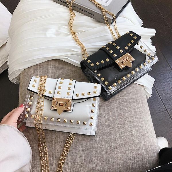 small clear woman 2019 new fashion messenger bag chains shoulder bag female rivets transparent square pu handbag
small clear woman 2019 new fashion messenger bag chains shoulder bag female rivets transparent square pu handbag