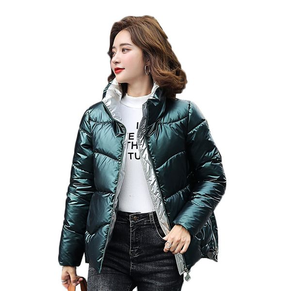 women winter jacket short glossy cotton padded coat autumn feminino colid color parka stand collar warm plus size overcoat w472, Black
women winter jacket short glossy cotton padded coat autumn feminino colid color parka stand collar warm plus size overcoat w472, Black