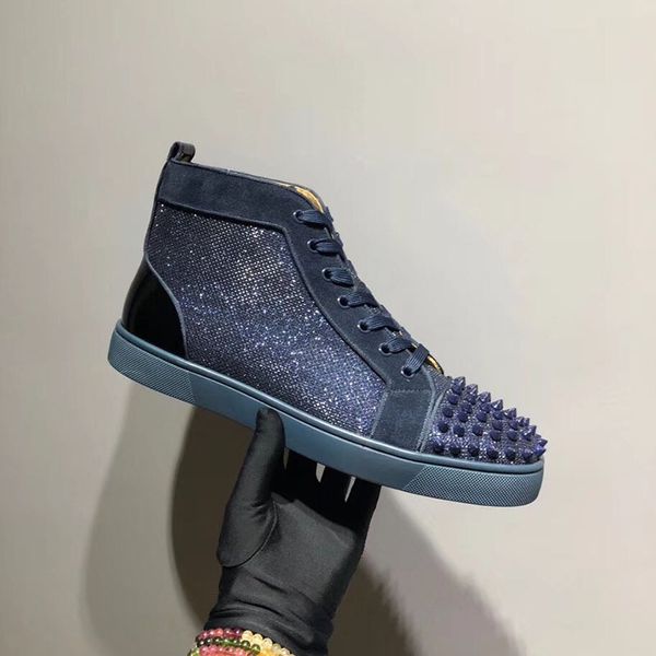 2020 red bottom men women fashion shoes spikes high sneakers blue glitter leather suede mens flats casual shoe jogging walking sports, Black
2020 red bottom men women fashion shoes spikes high sneakers blue glitter leather suede mens flats casual shoe jogging walking sports, Black