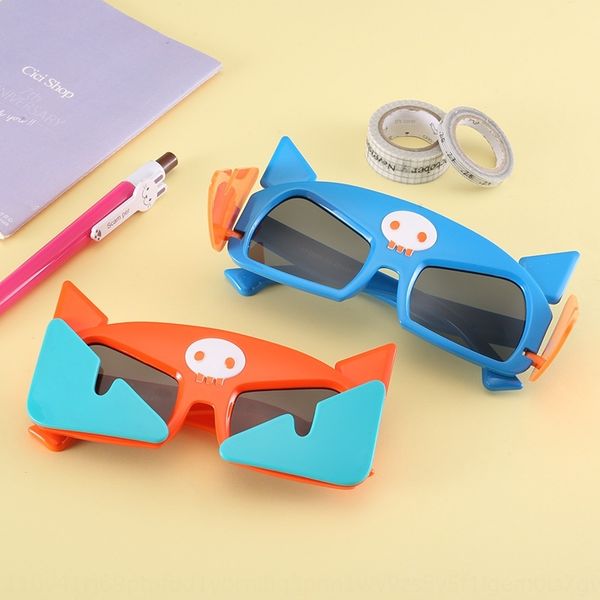 2020 силиконовые вс новые детские поляризованные солнцезащитные очки силиконовые мультфильм стиль флип шар очки мальчиков и девочек очки, Blue