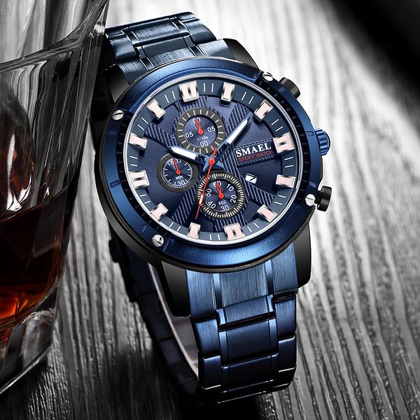 smael brand watches men luxury quartz wristwatch chronograph full steel waterproof watch men sport relogio masculino, Slivery;brown 
smael brand watches men luxury quartz wristwatch chronograph full steel waterproof watch men sport relogio masculino, Slivery;brown