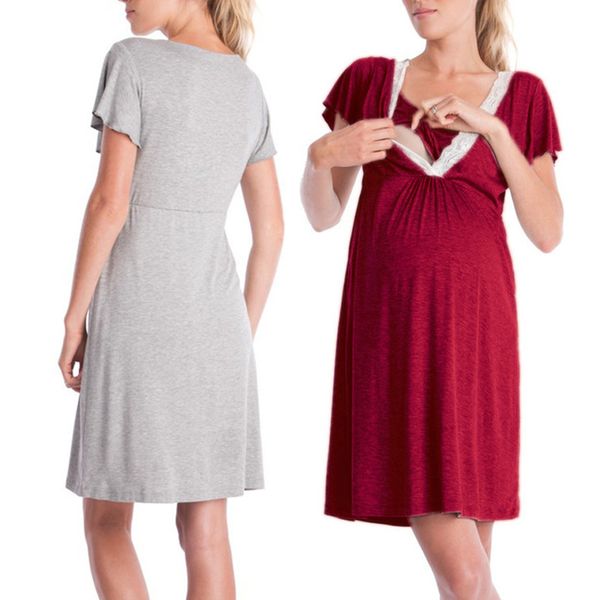 women knee-length dresses 2020 summer pregnant o-neck stitching v-neck short sleeve casual maternity lace decoration plus size, White
women knee-length dresses 2020 summer pregnant o-neck stitching v-neck short sleeve casual maternity lace decoration plus size, White
