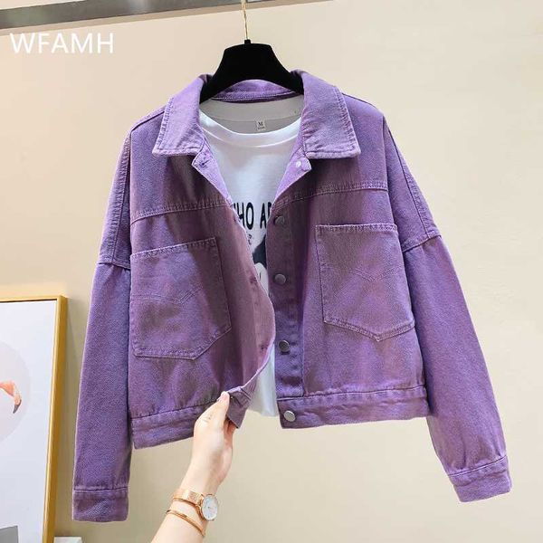 solid turn-down collar jean jacket for women loose casual purple fashion coats korean style female denim short feminine, Black;brown
solid turn-down collar jean jacket for women loose casual purple fashion coats korean style female denim short feminine, Black;brown