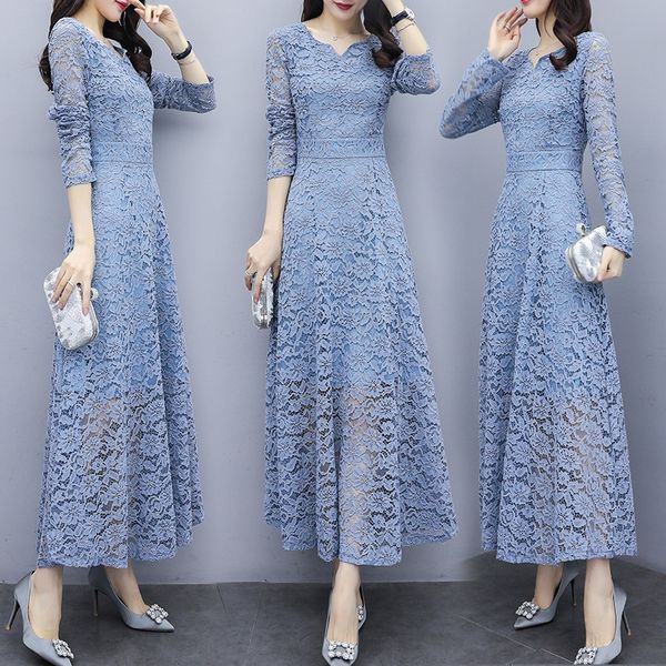 women's korean-style long-sleeved lace women's long 2020 spring and a a- line dress utumn new slim fit elegant a- line dress, Black;gray
women's korean-style long-sleeved lace women's long 2020 spring and a a- line dress utumn new slim fit elegant a- line dress, Black;gray
