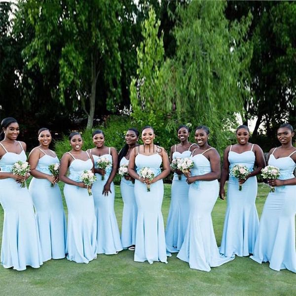 light sky blue mermaid bridesmaid dresses spaghetti appliques garden country african wedding guest party gowns maid of honor dress b142, White;pink
light sky blue mermaid bridesmaid dresses spaghetti appliques garden country african wedding guest party gowns maid of honor dress b142, White;pink