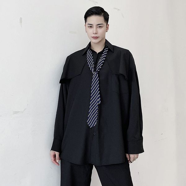 men stripe tie shawl splice loose youth fashion casual long sleeve shirt male streetwear hip hop long style white black shirt
men stripe tie shawl splice loose youth fashion casual long sleeve shirt male streetwear hip hop long style white black shirt