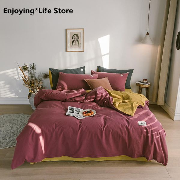 bedding sets two color crash tomato red/yellow bed set washed cotton plain colour linen single/double
bedding sets two color crash tomato red/yellow bed set washed cotton plain colour linen single/double