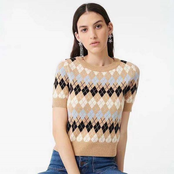 fadan s home 2020 summer new wool diamond plaid color matching knitted short sleeve pullover pulloverdiamond pullover top, White
fadan s home 2020 summer new wool diamond plaid color matching knitted short sleeve pullover pulloverdiamond pullover top, White