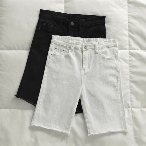 summer casual white black denim shorts women knee length high waist shorts women short jeans skinny stretch c6133
summer casual white black denim shorts women knee length high waist shorts women short jeans skinny stretch c6133