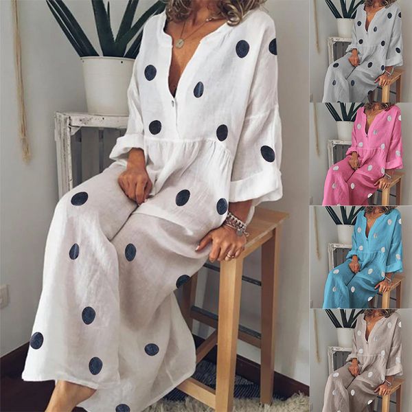 houthion women's dress new fashion summer temperament casual polka dot print women's maxi dress bohemian print, Black;gray
houthion women's dress new fashion summer temperament casual polka dot print women's maxi dress bohemian print, Black;gray