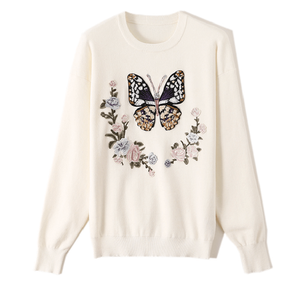 women's sweaters women sweater pullover o neck pretty style butterfly flower knitting wholesale, White;black
women's sweaters women sweater pullover o neck pretty style butterfly flower knitting wholesale, White;black
