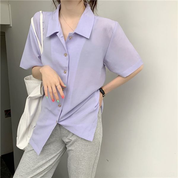 2020 summer new women's clothing korean style loose slimming all-match shirt sweet lapel solid color short sleeve shirt for women, White
2020 summer new women's clothing korean style loose slimming all-match shirt sweet lapel solid color short sleeve shirt for women, White
