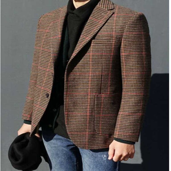 2020 brown herringbone windowpane wool blend suits for men vintage tweed notch lapel two button blazer check suits, White;black 
2020 brown herringbone windowpane wool blend suits for men vintage tweed notch lapel two button blazer check suits, White;black