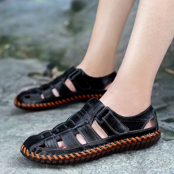fashion mens footwear mens male shoes sandals flops cloth water herren leather work sommer man para schuhe zapatos hombre, Black 
fashion mens footwear mens male shoes sandals flops cloth water herren leather work sommer man para schuhe zapatos hombre, Black