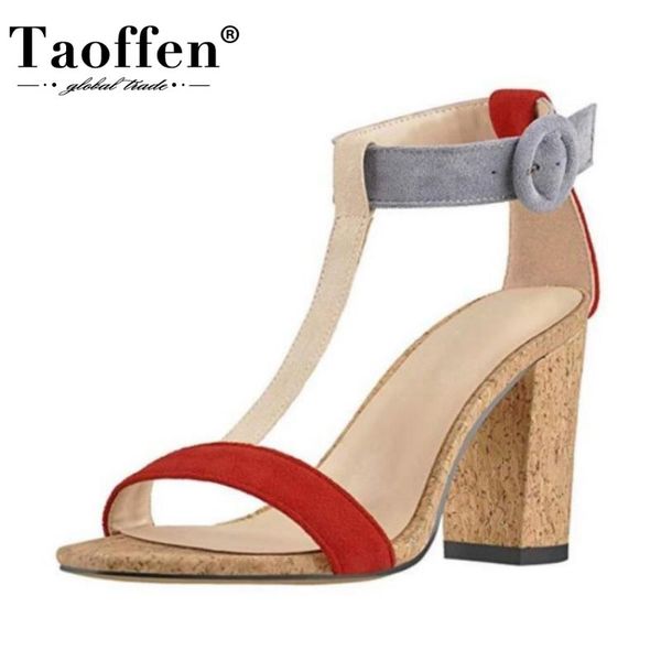 taoffen new fashion shoes sandals open toe t-strap buckle chunky heel flock party shoes female sandals footwear size 33-43, Black
taoffen new fashion shoes sandals open toe t-strap buckle chunky heel flock party shoes female sandals footwear size 33-43, Black