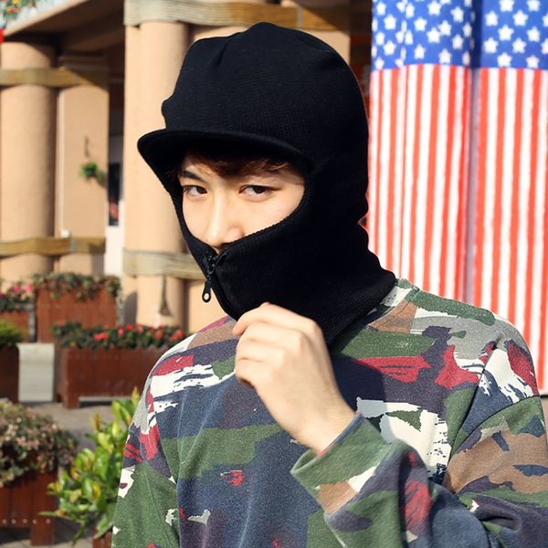 the hat winter knit zipper ski mask with visor face-mask balaclava knit hat 1pcs, Black
the hat winter knit zipper ski mask with visor face-mask balaclava knit hat 1pcs, Black