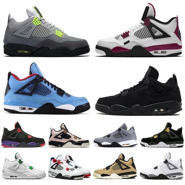 new travis scott cactus jack 4 jumpman 4s neon sail men women basketball shoes black cat bred mens womens trainers sports sneakers