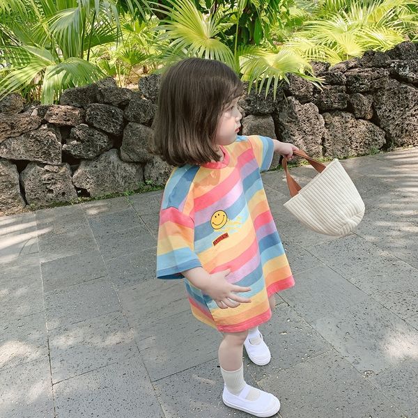 girls short-sleeved baby net red ocean style children's personality fashion korean style midi rainbow striped t-shirt t-shirt top, Blue
girls short-sleeved baby net red ocean style children's personality fashion korean style midi rainbow striped t-shirt t-shirt top, Blue