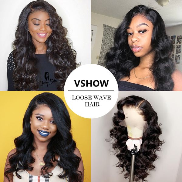 vshow brazilian loose wave 3 bundles with closure 13x4 frontal 100% human hair weave bundles with frontal remy hair extensions, Black
vshow brazilian loose wave 3 bundles with closure 13x4 frontal 100% human hair weave bundles with frontal remy hair extensions, Black