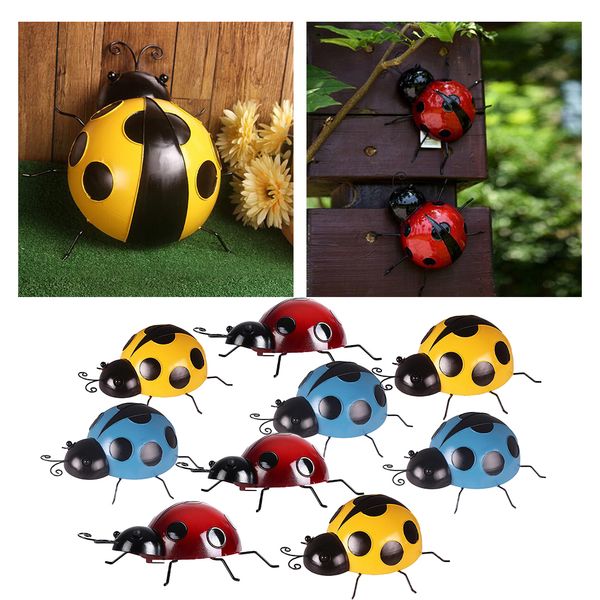 9x iron ladybug metal animal hanging wall art hanger indoor outdoor garden