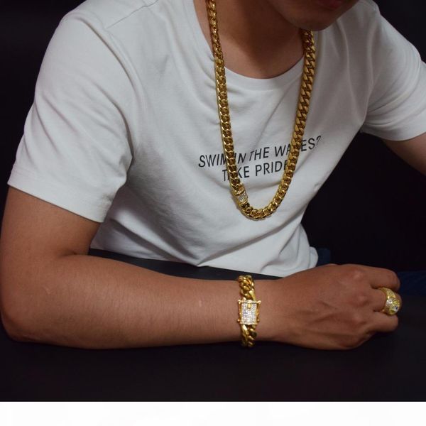 fashion design 10mm wide mens cuban miami link necklace stainless steel cz clasp iced out gold hip hop chain jewelry, Silver
fashion design 10mm wide mens cuban miami link necklace stainless steel cz clasp iced out gold hip hop chain jewelry, Silver