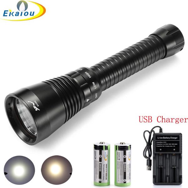 Professional Diving Led Waterproof Scuba Lamp Xhp70.2 High Lumen Underwater Dive Torch & 26650 Battery Usb Charger