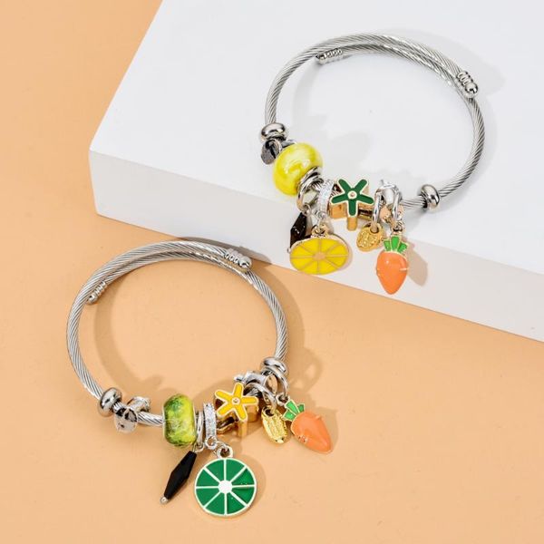 stainless steel fruit lemon charms bracelets exquisite ceramic beads star bead open adjustable cuff bangles women child jewelry, Golden;silver
stainless steel fruit lemon charms bracelets exquisite ceramic beads star bead open adjustable cuff bangles women child jewelry, Golden;silver