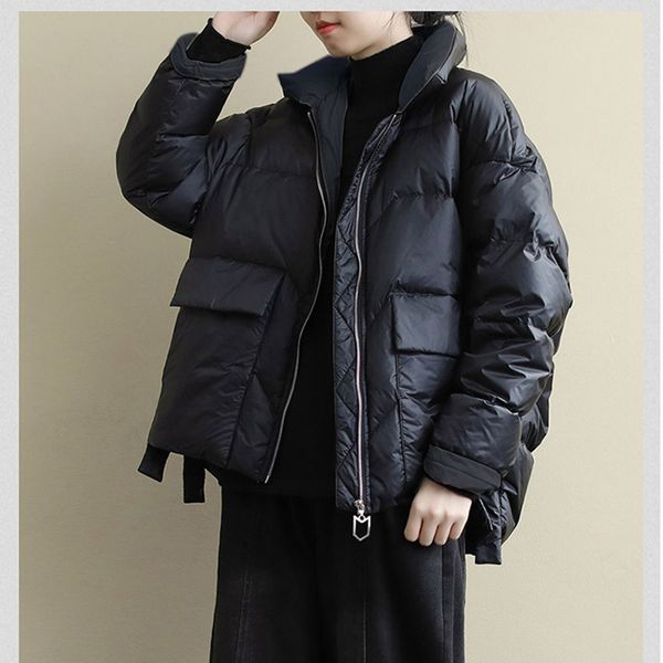 women's short down jacket winter new loose loose thick extra large size high-end trend literary harajuku style coat, Black
women's short down jacket winter new loose loose thick extra large size high-end trend literary harajuku style coat, Black