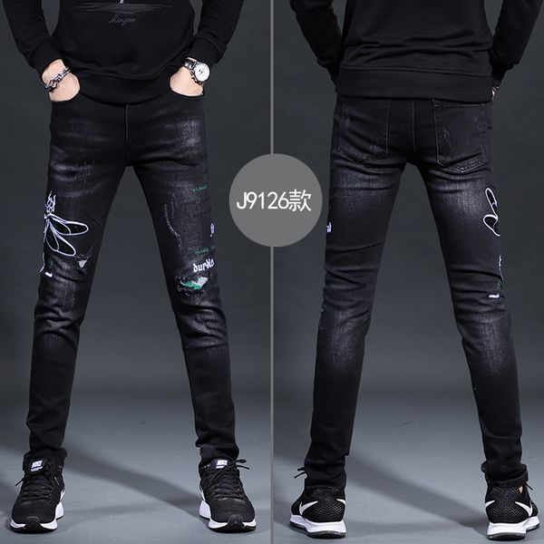 wholesale 2020 fashion black embroidered jeans men's brand winter korean slim feet jeans trend men's embroidered pencil pants, Blue
wholesale 2020 fashion black embroidered jeans men's brand winter korean slim feet jeans trend men's embroidered pencil pants, Blue