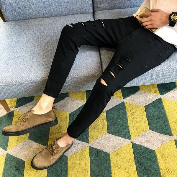 men's jeans wholesale 2021 fashion casual teenagers cowboy knee hole male feet teen slim fit thin black pants skinny pencil, Blue
men's jeans wholesale 2021 fashion casual teenagers cowboy knee hole male feet teen slim fit thin black pants skinny pencil, Blue