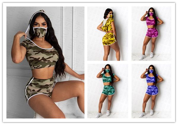 summer women tracksuit camo designer hooded crop t shirt + biker shorts + face mask 3pcs set sportswear outfit leisure wear new d71406, White
summer women tracksuit camo designer hooded crop t shirt + biker shorts + face mask 3pcs set sportswear outfit leisure wear new d71406, White
