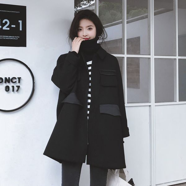 2020 new winter women fashion long section woolen coat female solid color outwear ladies lapel overcoat girls zipper jacket, Black
2020 new winter women fashion long section woolen coat female solid color outwear ladies lapel overcoat girls zipper jacket, Black
