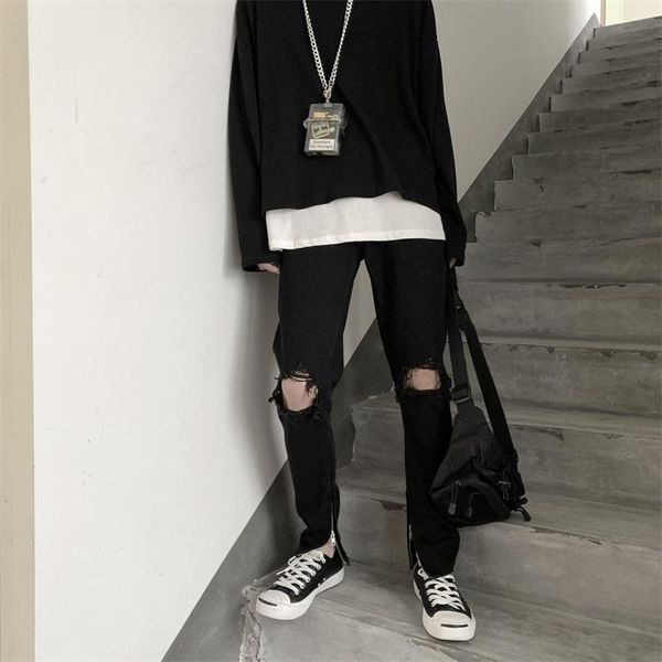 bannaji men`s punk style jeans black ripped ankle zipper knee hole slim fit gothic jeans denim joggers for male, Blue
bannaji men`s punk style jeans black ripped ankle zipper knee hole slim fit gothic jeans denim joggers for male, Blue