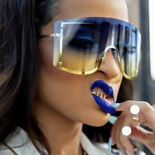 new oversized gradient sunglasses fashion ladies metal frame sun glasses women mask style shield trendy sun glasses uv400, White;black
new oversized gradient sunglasses fashion ladies metal frame sun glasses women mask style shield trendy sun glasses uv400, White;black