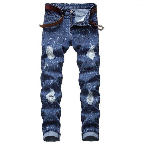 full length man fashion clothing splash paint hole mens jeans summer slim straight casual men pants, Blue
full length man fashion clothing splash paint hole mens jeans summer slim straight casual men pants, Blue