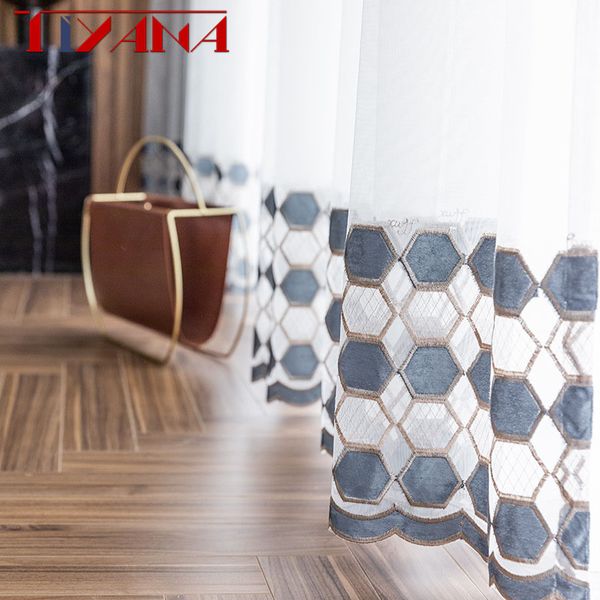 luxury geometric embroidered sheer voile curtains window drapes cortina for living room door curtains tulle windows t281#4
luxury geometric embroidered sheer voile curtains window drapes cortina for living room door curtains tulle windows t281#4