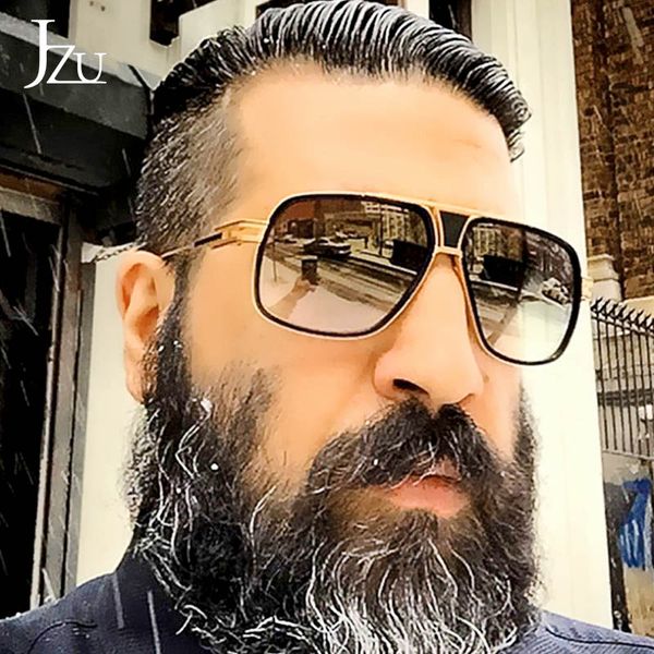 jzu new brand designer sunglasses men sunglasses driving masculino grandmaster square, White;black