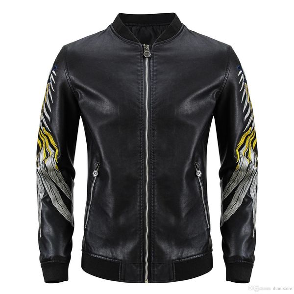 nleather men's embroidered baseball uniform autumn and winter new locomotive pu leather jacket tide brand air for multi zipper faux co, Black
nleather men's embroidered baseball uniform autumn and winter new locomotive pu leather jacket tide brand air for multi zipper faux co, Black
