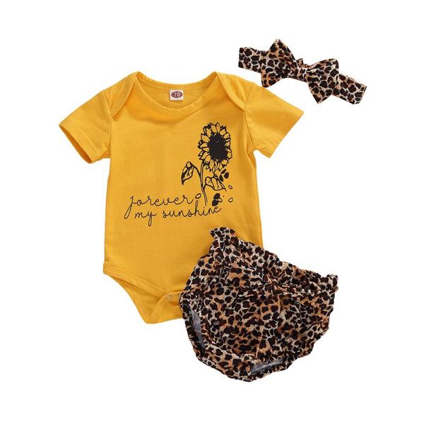 baby girls 3pcs outfits set summer fashion sunflower short sleeve leopard jumpsuit + shorts + hair band suit, White
baby girls 3pcs outfits set summer fashion sunflower short sleeve leopard jumpsuit + shorts + hair band suit, White