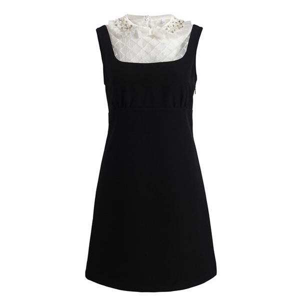 high street new fashion 2020 summer designer runway dress women's peter pan collar sleveeless diamonds beaded vest dress, Black;gray
high street new fashion 2020 summer designer runway dress women's peter pan collar sleveeless diamonds beaded vest dress, Black;gray