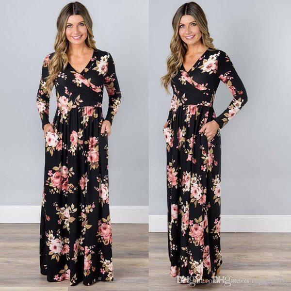 women dress v neck summer pleated long sleeve elegant flower print lady bodycon waist skirt casual loose waist split dresses size s-xl d5, Black;gray
women dress v neck summer pleated long sleeve elegant flower print lady bodycon waist skirt casual loose waist split dresses size s-xl d5, Black;gray