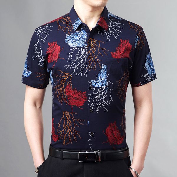 short sleeve shirt summer clothes 2020 men's casual shirts slim cut cotton floral male shirt chemise homme, White;black 
short sleeve shirt summer clothes 2020 men's casual shirts slim cut cotton floral male shirt chemise homme, White;black