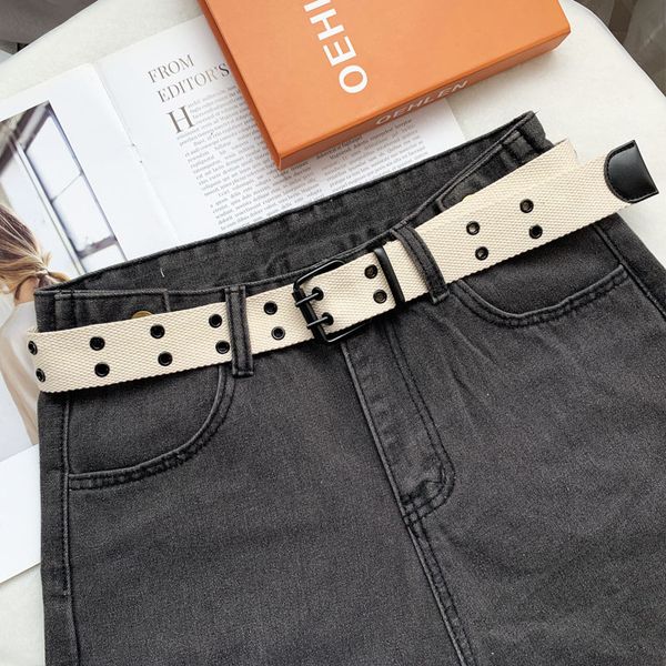 harajuku wide belt canvas web double grommet hole buckle belt female male waist strap belts for women men jeans, Black;brown 
harajuku wide belt canvas web double grommet hole buckle belt female male waist strap belts for women men jeans, Black;brown