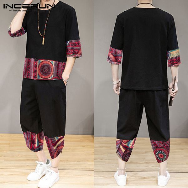 men vintage suits comfy cotton sets men ethnic sets casual printed patchwork suits 3/4 sleeve blouse calf bottoms incerun s-5xl, Gray
men vintage suits comfy cotton sets men ethnic sets casual printed patchwork suits 3/4 sleeve blouse calf bottoms incerun s-5xl, Gray