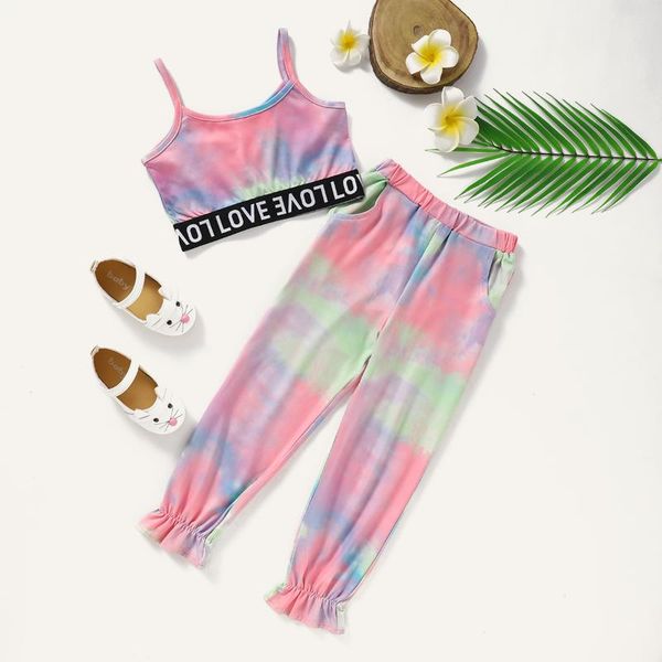 clothing sets 2 pcs toddler tie-dye print sport outfits baby girls spaghetti strap short letter tank banded pants pockets children cloth, White
clothing sets 2 pcs toddler tie-dye print sport outfits baby girls spaghetti strap short letter tank banded pants pockets children cloth, White