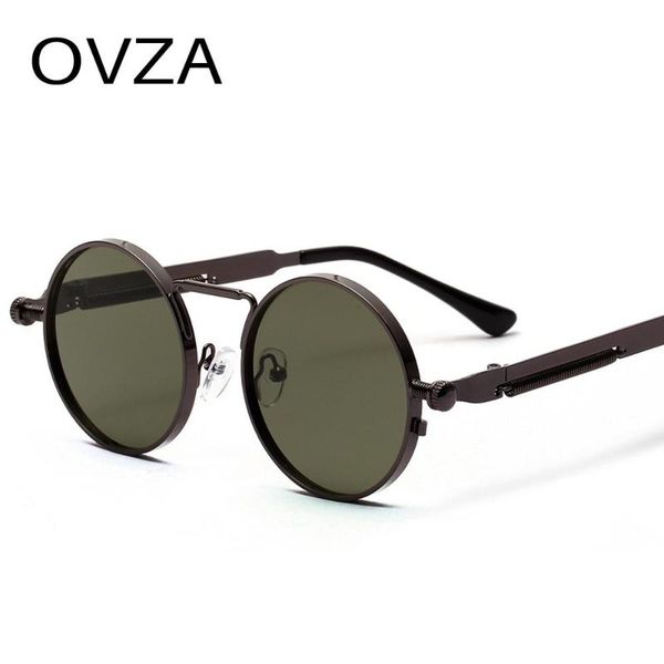 ovza classic punk sunglasses men retro round sunglass women steampunk style s0010, White;black