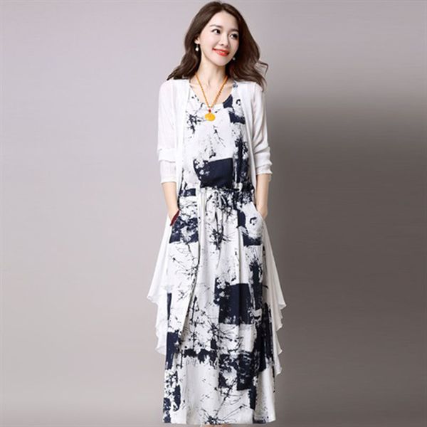 2020 new summer dress ink painting women dress two piece casual large size loose female vestidos robe, White;black
2020 new summer dress ink painting women dress two piece casual large size loose female vestidos robe, White;black
