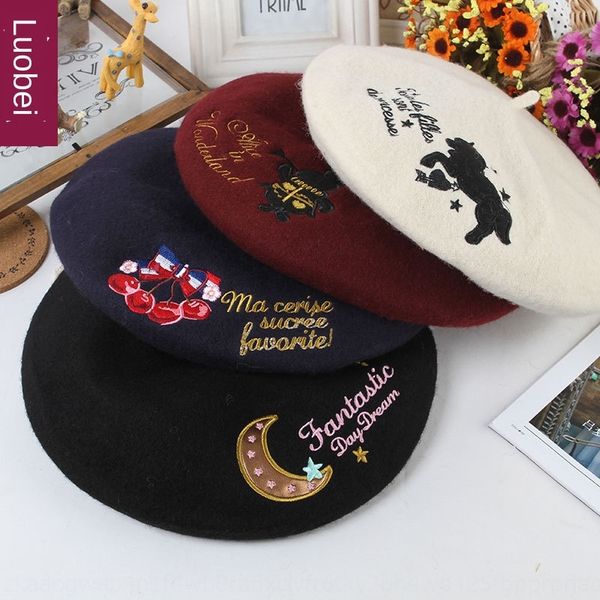 multicolor cute embroidered fashion sweet lady painter's beret beret painter hat woolen pattern temperament hat, Blue;gray
multicolor cute embroidered fashion sweet lady painter's beret beret painter hat woolen pattern temperament hat, Blue;gray